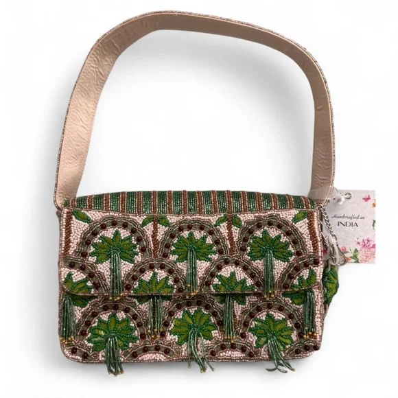 Made in India Palm Tree Tassel Beaded bag - Picture 1 of 6